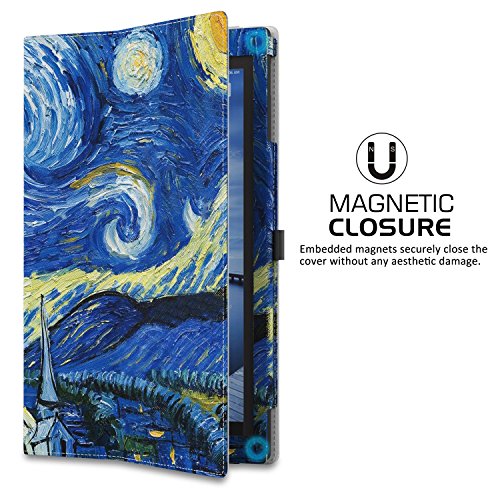 MoKo Fire HD 8 2015 Hülle – Kunstleder Ständer Schutzhülle Smart Cover mit Auto Schlaf / Wach Funktion und Stift-Schleife für Amazon Fire HD 8.0 Zoll (5. Generation – 2015 Modell), Sterne Nacht (Nicht für Fire HD 8 2016) - 2