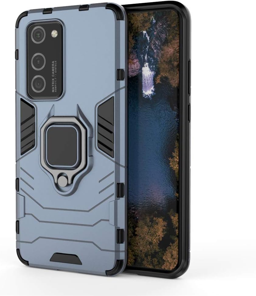 CHcase Huawei P40 Pro Funda, Anillo Metálico Sujeción Soporte Antichoque Rígido Caja (Funciona con el Montaje de Coche Magnético) Doble Capa Sólido Case Carcasa para Huawei P40 Pro -Black Plus Gray