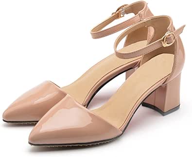 nude pointed block heel