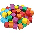 KEILEOHO 120 PCS 2.5 x 2.5 x 2.5cm Wood Cubes, 6 Colors Small Craft Wooden Cubes, Colour Wood Cube Blocks for DIY Crafts