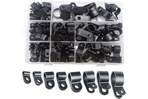 CEEYSEE 160 Stück Kabelschellen Nylon R-Typ Drahtklemmen P-Typ Schlauchschelle 8 Größen 1/8", 3/16", 1/4", 5/16", 3/8", 1/2", 5/8", 3/4" Schwarz