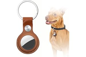 Funda Protectora de Cuero AICase Compatible con el Nuevo AirTag 2021, Funda antiarañazos con Llavero para Mascotas, Perros, Cartera y Equipaje