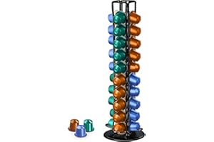 Porta capsule caffè Frasheng,Porta capsule per 40 capsule caffè,porta capsule girevoli 360°,Elegante e moderna finitura cromata,in Metallo,Robusto,durevole e facile da pulire,Nero