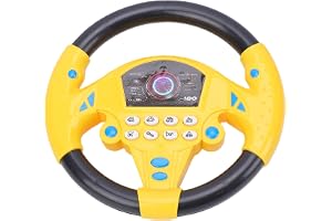 Simulerad Ratt Leksak med 360 Graders Rotation och 8 Ljudeffekter (Svart | Utbildningskörande Leksak för Barn, Plastmaterial, Fönstermonterad, Immersiv Låtsaslek, Batteridriven