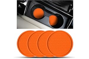 CGEAMDY 4 Pack Car Cup Holder Coasters, 7cm Anti-Slip Silicone Auto Insert Cup Coaster, Non-Slip Vehicle Cup Mats for Women and Men, Interior Accessories Universal for Most Cars Trucks(Orange)