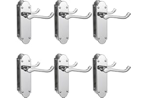 Bwintech 6 Sets Polished Chrome Richmond Lever on Plate, Latch Furniture, Backplate Door Handles,Suitable for Wooden Doors