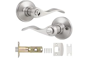 Probrico Internal Door Handle with Lock, Privacy Bathroom Door Lock with Thumb Turn Inside (No Keys), Bedroom Door Lever Lock, Brushed Nickel Interior Lockset, 1 Pack