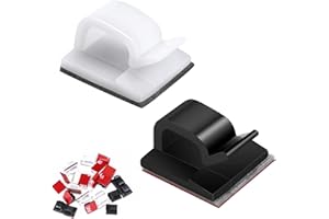 TingDongWei 60Pcs Clips Organizador de Cables Autoadhesivo, Grapas de Pared para Cable, Gestión de Cable Eléctrico para Cable de USB, TV, Cargador, Audio Mesa, Oficina, Casa(Blanco&Negro)
