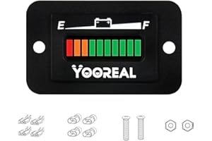 Yooreal Misuratore di Capacità della Batteria Digitale 36V LED, Tester di Acido della Batteria, Adatto per Carrello da Golf Rimorchio da Viaggio Carrello elevatore Scrubber Machine Ebike