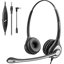 Cuffie per telefono cellulare con microfono con cancellazione del rumore e controlli di chiamata, cuffie per computer da 3,5 mm per iPhone, Samsung, PC, business, Skype, softphone, call center