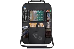 NOKDAL Proteggi Sedile Auto Bambini Posteriore Organizer Sedile Organizzatore Per Sedile Auto Impermeabile Protezione Sedile Auto Borsa Portaoggetti per Sedile con 7 Tasche per Ipad/Tablet,Bottiglie