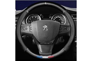 JUZELY Couvre Volant pour Peugeot 206 207 208 306 307 308 407 408 508, Housse en Cuir Microfibre Antidérapant Respirant Souple Durable, Protège Volant Voiture Accessoire