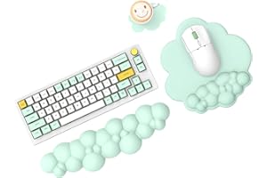 MAMBASNAKE Cloud Tapis de souris et support de repose-poignet pour clavier avec sous-verre, confortable coussin de poignet en mousse à mémoire de forme avec base antidérapante, ergonomique - Vert