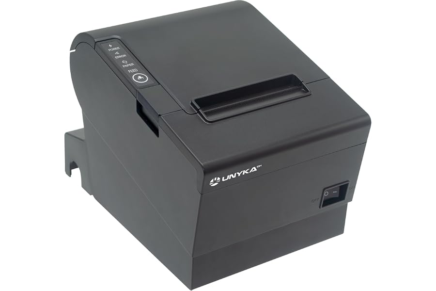 Unykach Impresora Térmica de Tickets POS5 UK56009 con Corte Automático, Conexiones USB, RJ12, RJ11 y LAN, Compatible con Wind