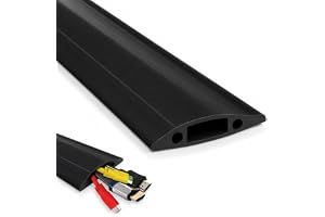 On1shelf® Svart golvkabelskydd, 1 m PVC-kabel, prydlig golvbagageutrymme med 16 mm x 8 mm kabelkanal anti-trip trådskydd för hemmakontor, garage och verkstad