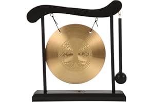 HOLIDYOYO Feng Shui Ching Zen Gong Bureau Gong Décoration Zen-Art Laiton Feng Shui Bureau Gong Avec Support Asiatique Gong Cloche Pour La Décoration De La Maison Dragon