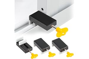 VODUNS 3PZ Serratura con Chiave Finestra Scorrevole, Serratura Porta Finestra Scorrevole Alluminio Porta Vetro Blocco, Serratura della Finestra in Lega, Anti-furto, Anti-caduta per Bambini Animali Domestici