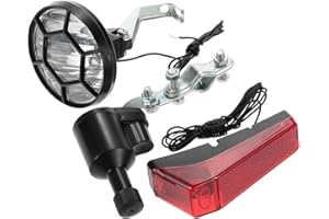 skrskr Bicycle Lights Set Kit Bike Safety Front Headlight Taillight Rear light Dynamo, Black