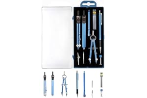 HENGRONGSHEN Zestaw geometrii, cyrkiel z szybką regulacją, zestaw cyrkieli premium, 5 sztuk, kompas ze stali nierdzewnej, kompas do rysowania, kompas matematyczny, zestaw narzędzi