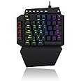 One Handed Mini Mechanical Gaming Keyboard, E-Yooso 44 Key with Macro Keys RGB LED Backlit Detachable Wrist Rest Wired KeyPad for PS4,PUBG/Wow/Dota/FPS/LOL/MOBA Game (DIY Clicky Blue Switch)