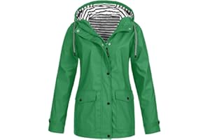 NUSGEAR Moda Chaqueta Mujer de transición Rompevientos Impermeable Chaqueta de Lluvia Manga Larga con Capucha Transpirable Portable Chaqueta Deporte Exteriores Abrigo vpass
