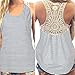 Produktbild Damen T-Shirt Rovinci Sommer Frauen Tank Tops Spitze Weste Neckholder Top Cut Out Spitzentops Streifen Druck Trägertop Elegant Ärmellos Häkeln Bluse Damenmode Unterhemd Strandtop (M, Hellgrau)
