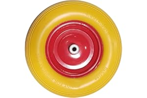 TAHA ® 15" Wheelbarrow Wheel Tyre PU Foam Puncture Proof Spare Rubber Axle Rim
