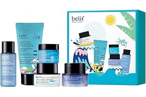 ‎BELIF BELIEVE IN TRUTH Belif Hydration Rescue Travel Kit, The true cream Aqua Bomb 10ml + Aqua Bomb Jelly Cleanser 30ml + Moisturizing Eye Bomb 5ml + Aqua Bomb Sleeping Mask 10ml + Aqua Bomb Hydrating Toner 20ml