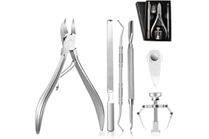 JANEROWEE 6 Pièces Ongles Incarnés Coupe-ongles,Pinces à cuticules Kit de Manucure Pédicure Professionnel en Inox pour cuticules envahies,Ongles épais,Ongles incarnés,avec Noir Boîte.