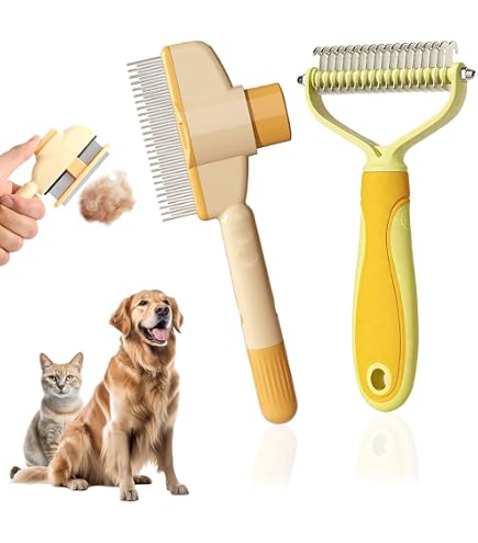 Set Pettini Per Gatti E Cani YAYNO – 2 Pezzi: Coltello Stripping E Pettine A Denti Stretti, Spazzola Per Sottopelo, Adatto A Peli Lunghi E Corti