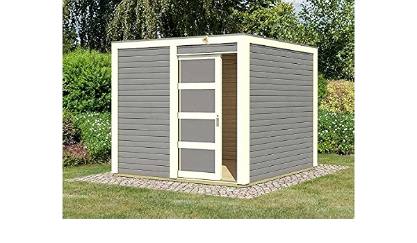 Karibu Gartenhaus Cubini Terragrau Mit Selbstklebender Dachbahn Amazon De Garten