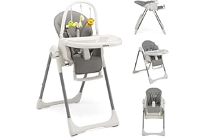 GENERIC INFANS 4 in 1 Baby Highchair, Foldable Highchairs with 5-Point Safety Belt Removable Double Tray Built-in Rear Wheels, Adjustable Infant Feeding High Chair for Babies and Toddlers