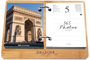 DRAEGER PARIS 1886 DRAEGER PARIS | Cofanetto Agenda effemeride Yvon France gennaio-dec 2024 | Base bambù | 365 giorni 365 fogli | Agenda ufficio |7 lingue | Carta certificata FSC®, stampata con inchiostri vegetali