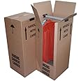 3 Tall Strong Wardrobe House Removal Moving Storage Boxes Containers + Garment Clothing Hanger Rail Size 51cm x 48cm x 96cm Thick Cardboard Dress Clothes Shirts Suit Packaging Packing Shipping Cartons