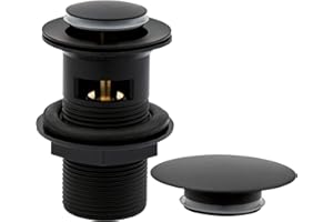 HEXMIXER Black Bathroom Pop Up Sink Plug, Modern Double Cap Drainer with Overflow, Black Brass Click Clack Slotted Sprung Basin Waste