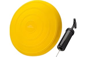 EVEREST FITNESS Cuscino ad Aria, con gonfiaggio, Diametro 33 cm, con Pompa ad Aria, Cuscino per Equilibrio, Cuscino per Allenamento, Seduta e Schienale