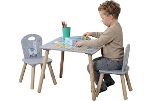 Kesper Barnbord med 2 stolar, Grå, 55 x 55 x 45 cm