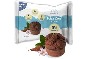 NUVOLAZERO Nuvola Zero - Dolce Zero al Cacao, Sin Carbohidratos, Dulces Sin Azúcar, Sin Lactosa, Sin Gluten, Alto En Fibra, Paquete De 12 Uds, Fabricado en Italia
