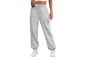 JFAN Pantalon de Survêtement en Polaire pour Femmes Hiver Chaud Pantalon de Jogging avec Poches Casual Pantalon de Sport Con Cordon de Serrage