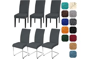‎YUGARLIBI Yugarlibi Stuhlhussen 6er Set Stretch Stuhlhussen Schwingstuhl Elastische Hussen Stuhlbezug Abnehmbarer Waschbarer Stühle Schutz für Küche Restaurant Hotel Bankett Hochzeit (Dunkelgrau, 6 Stück)