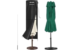 SIMPHAUS Wodoodporny pokrowiec na parasol ogrodowy podwójny pokrowiec na prysznic zewnętrzny pokrowiec na parasol ogrodowy z drążkiem teleskopowym 420D Oxford 220x67/67