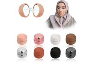WYTNB 8 Paires Hijab Aimant Ronde, Broche Épingles Magnétiques Puissante, Aimants à Pince d’Écharpe Colorée, Broche Magnétique Sans Épingle, Boutons Hijab Polyvalent pour Femmes Musulmane