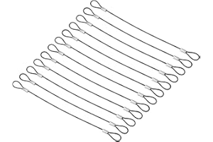 PATIKIL 0,6Ft Sécurité Câble Verrouillage, 12 Paquet Inox Acier 2mm Dia Sécurité Fil Corde avec Double Boucle pour Scène Éclairage Bagage Serrure Noir