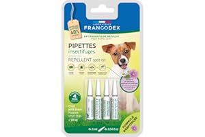 Francodex - 4 Pipettes Insectifuges Chiots, Petits Chiens de Moins de 10 kg Formule renforcée