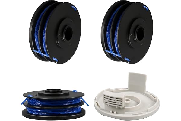 Strängtrimmer ersättningsspole för Ryobi RAC123 5132002671, spole och lina kompatibel med Ryobi RLT4027, RLT4125, RLT5027, RLT6030, RLT5127, RLT6130 (3 spolar + 1 överdrag)