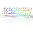 MageGee Portable 60% Gaming Mechanical Keyboard, Minimalist MK-Box RGB Pudding Keycaps Backlit Compact 68 Keys Wireless Office Keyboard with Red Switch for Windows Laptop PC Mac Convenient(White)