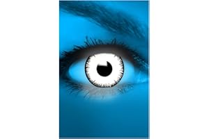 FUNZERA Lentilles Halloween UV Blanche, Lentilles à Motif Doux pour Déguisement, SANS CORRECTION, 2pcs 1 Paire - Déguisement en UV Vampire - Blanc, Lentilles de Contact pour Halloween