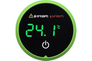 JLENOVEG Fish Tank Digital Thermometer Digital Aquarium Thermometer LED Display Stick-on Fish Tank Thermometer Default HI/LO Alarm Cordless Tank Temperature Sensor with LED Touch Screen