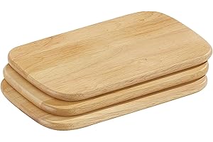 Zassenhaus Set di 3 taglieri per la colazione, in legno di gomma sostenibile, facili da pulire, robusti, 22 x 15 cm, altezza: 1 cm