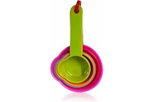 ADLAM Measuring Cups Lightweight Measurements Cup Set Plastic Measuring Food Graded Durable Stackable Measuring Cups and Spoon Set Dry Liquid Ingredient Kitchen Baking Cooking Baking Tool Multicolor (5Pc)